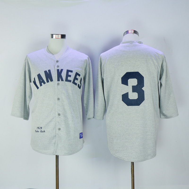 2017 MLB New York Yankees #3 Ruth Grey 1929 Throwback Jerseys